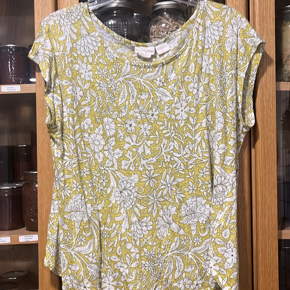 Floral Yellow and White Women's Top